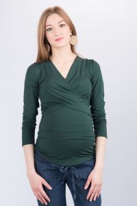Těhotenská halenka BEBEFIELD - Evelina Dark Green | velikost 36, velikost 38, velikost 40, velikost 42, velikost 44