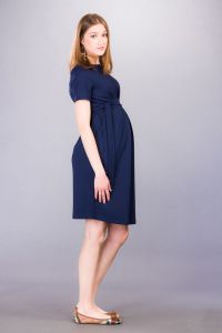 Těhotenské šaty BEBEFIELD - Alina Navy - Velikost 40