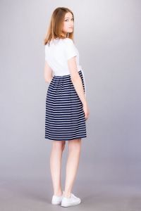 Těhotenské šaty BEBEFIELD - Gemma Navy Stripe - Velikost 42