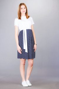 Těhotenské šaty BEBEFIELD - Gemma Navy Stripe | Velikost 36, Velikost 38, Velikost 40, Velikost 42, Velikost 44