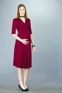 Těhotenské šaty BEBEFIELD - Priscilla Burgundy - Velikost 36