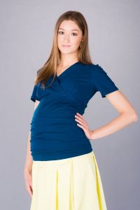 Těhotenská halenka BEBEFIELD - Felice Ocean Blue - Velikost 42