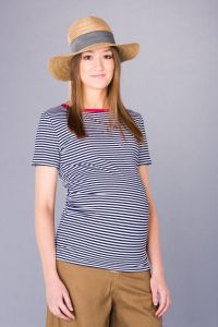 Těhotenský top BEBEFIELD - Zoe Raspberry Navy Stripe | Velikost 36, Velikost 38, Velikost 40, Velikost 42, Velikost 44