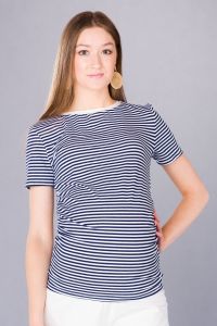 Těhotenský top  BEBEFIELD - Zoe White Black Stripe | Velikost 36, Velikost 38, Velikost 40, Velikost 42, Velikost 44