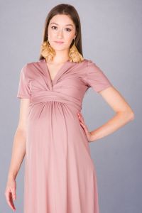 Těhotenské šaty BEBEFIELD - Liara Dusty Rose - Velikost 44