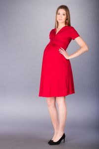 Těhotenské šaty BEBEFIELD - Liara Red - Velikost 38