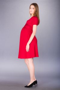 Těhotenské šaty BEBEFIELD - Liara Red - Velikost 36