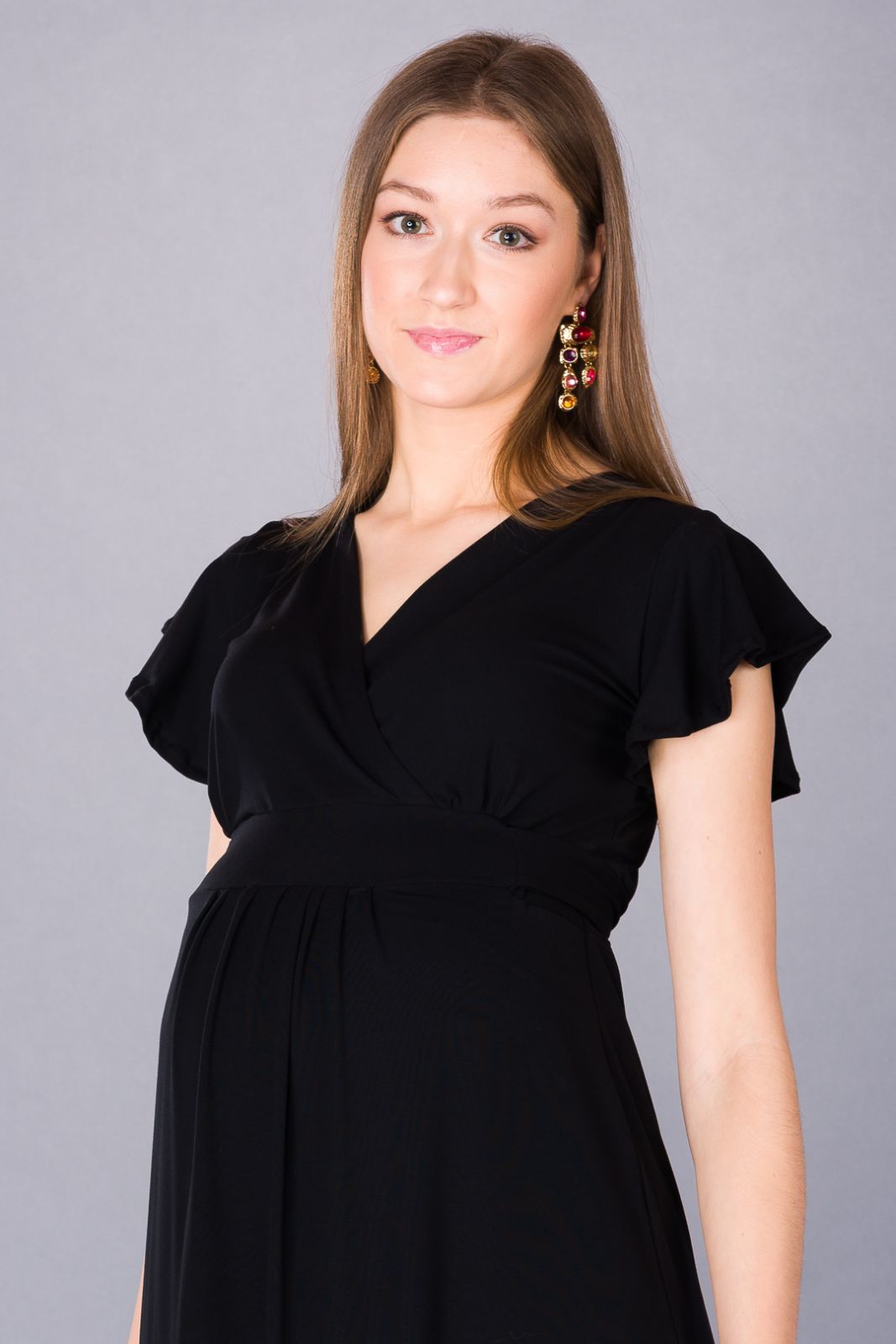 Těhotenské šaty BEBEFIELD - Luna Black - Velikost 44