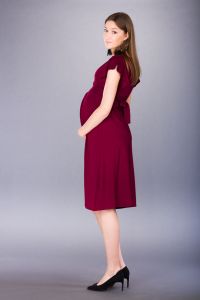 Těhotenské šaty BEBEFIELD - Luna Burgundy - Velikost 38