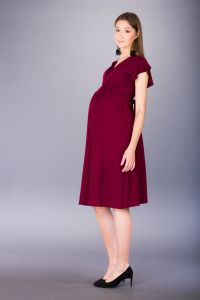 Těhotenské šaty BEBEFIELD - Luna Burgundy - Velikost 38