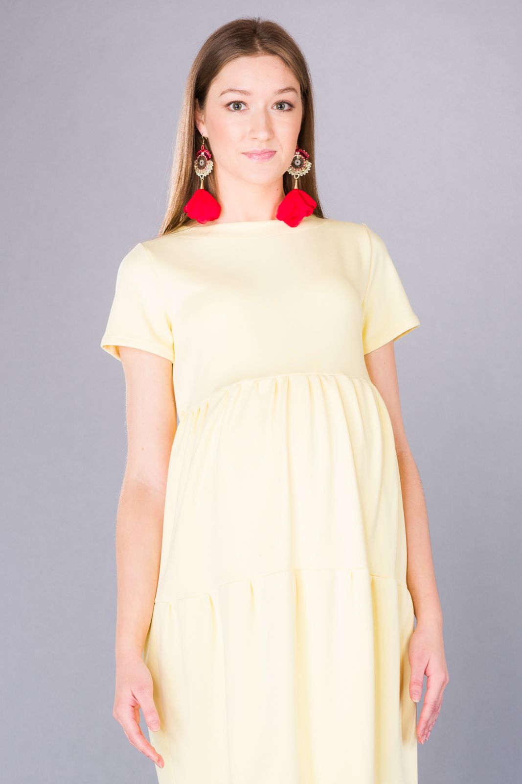 Těhotenské šaty BEBEFIELD - Marlena Yellow - Velikost 36
