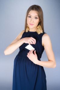 Těhotenské šaty BEBEFIELD - Thea Navy - Velikost 44