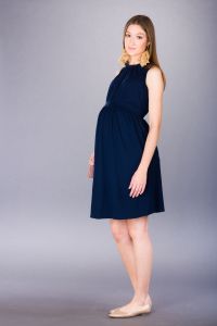 Těhotenské šaty BEBEFIELD - Thea Navy - Velikost 38