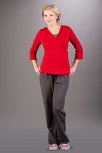 Kojící pyžamo BEBEFIELD - Wellness Red | velikost S, velikost M, velikost L