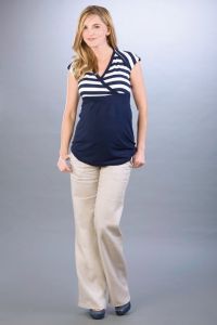 Těhotenská halenka BEBEFIELD - Kathy Navy & White - Velikost 44