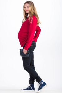 Těhotenské kalhoty BEBEFIELD - Skinny Navy Jeans