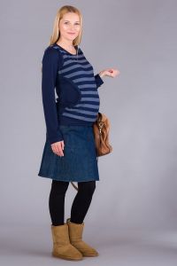 Těhotenská halenka BEBEFIELD - Gaby Jeans Stripe | velikost 36, velikost 38, velikost 40, velikost 42, velikost 44