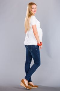 Těhotenské kalhoty BEBEFIELD - California Jeans Navy - Velikost 36