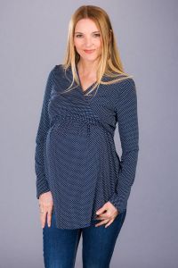 Těhotenská halenka BEBEFIELD - Fabienne Navy Dots | Velikost 36, Velikost 38, Velikost 40, Velikost 42, Velikost 44