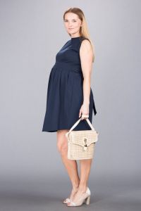 Těhotenské šaty BEBEFIELD - Angelina Navy - Velikost 44